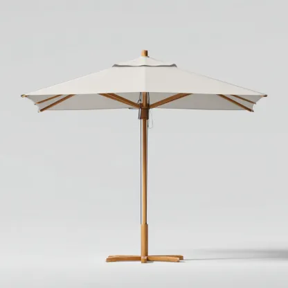 Ombrelloni da giardino legno e tessuto 270x255 cm - bianco crema - legno naturale - design moderno-Frameuna