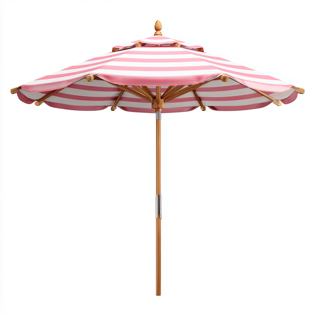 Ombrellone da giardino legno 240x230 cm - rosa - bianco - naturale - adatto per uso outdoor in giardino design classico-Frameuna