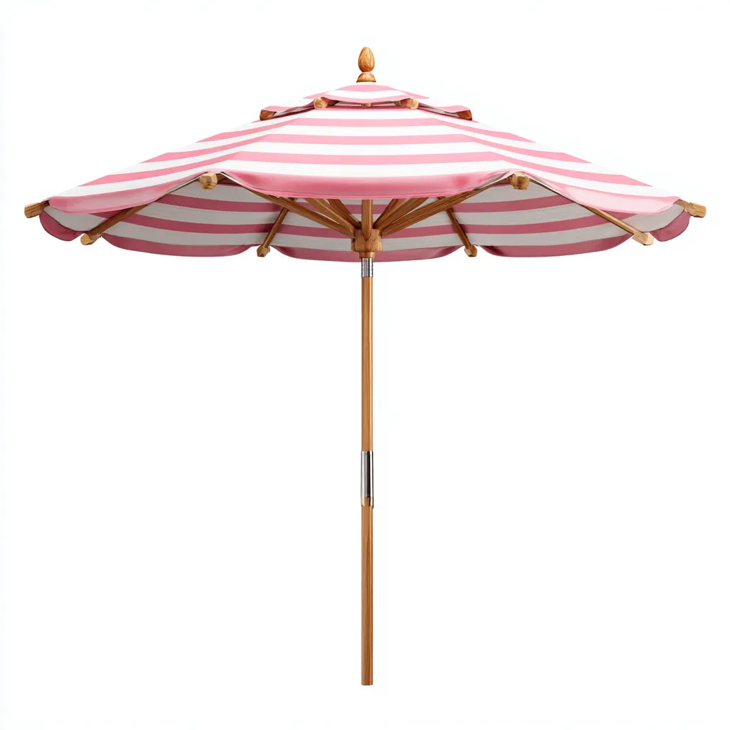 Ombrellone da giardino legno 240x230 cm - rosa - bianco - naturale - adatto per uso outdoor in giardino design classico-Frameuna