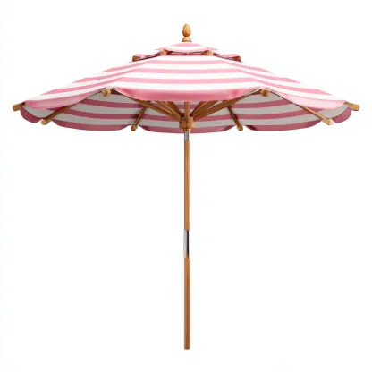 Ombrellone da giardino legno 240x230 cm - rosa - bianco - naturale - adatto per uso outdoor in giardino design classico-Frameuna