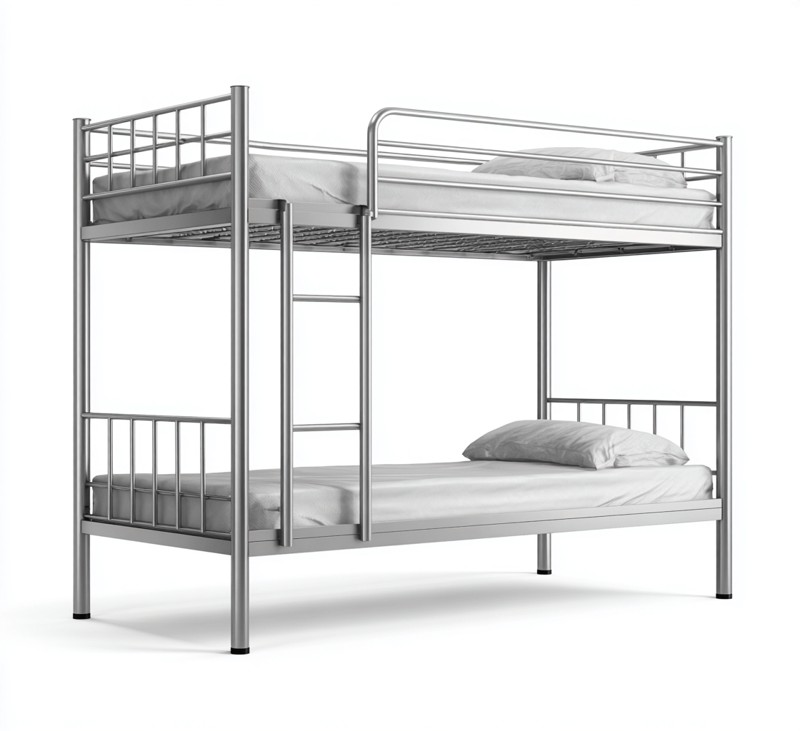 Letto a castello in metallo - 205x100x165 cm - argento - per camera da letto - design moderno-Frameuna