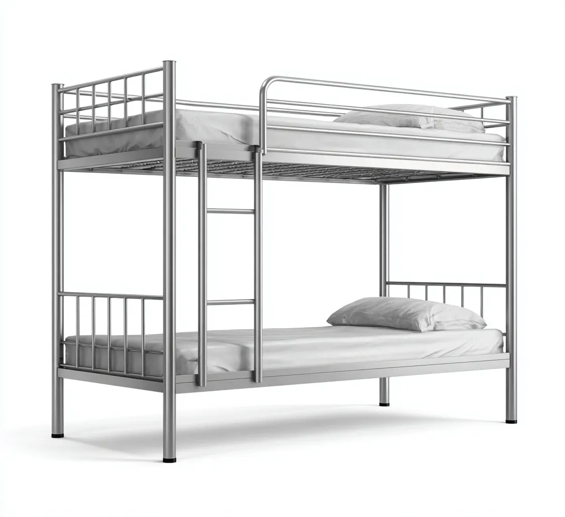 Letto a castello in metallo - 205x100x165 cm - argento - per camera da letto - design moderno-Frameuna