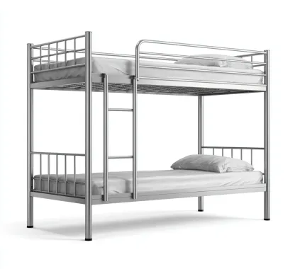 Letto a castello in metallo - 205x100x165 cm - argento - per camera da letto - design moderno-Frameuna