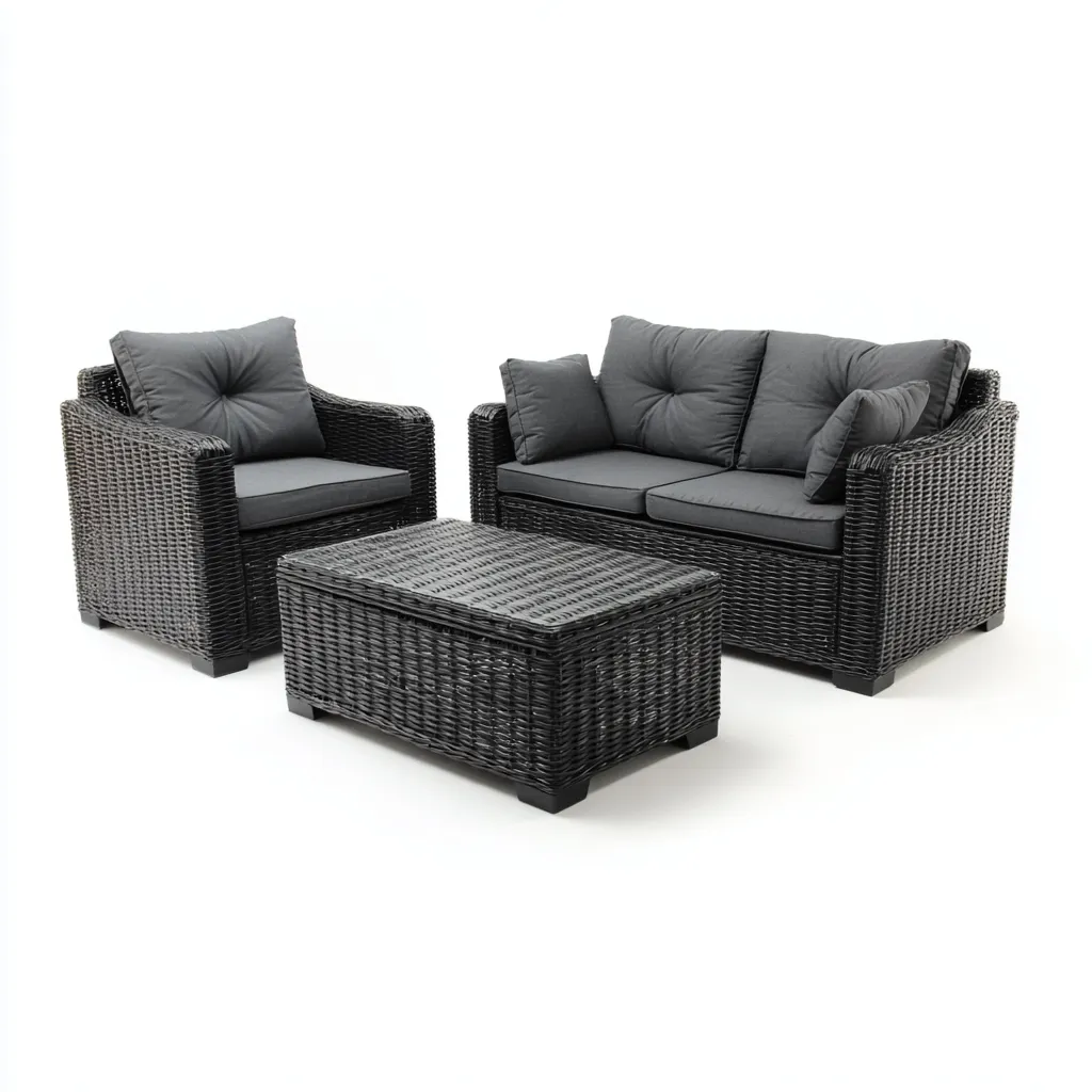 Divani da esterno set in rattan sintetico e tessuto 125x75x78 cm - grigio scuro - design moderno-Frameuna