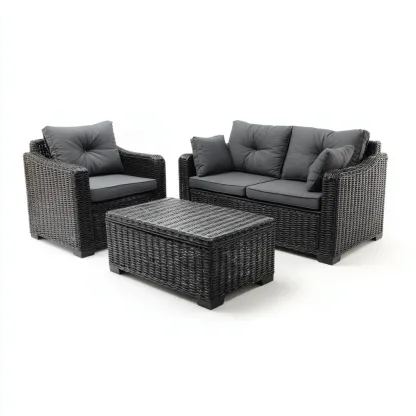 Divani da esterno set in rattan sintetico e tessuto 125x75x78 cm - grigio scuro - design moderno-Frameuna