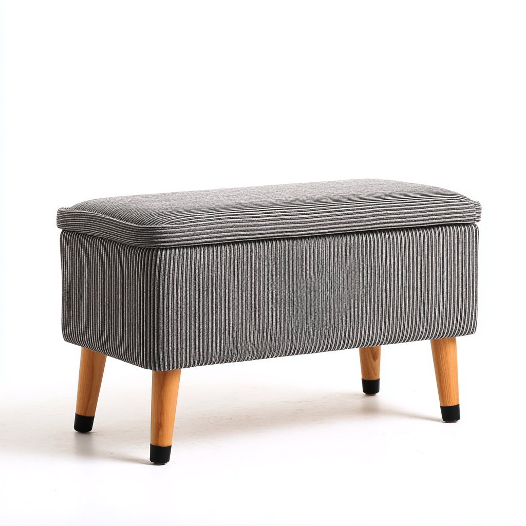 Panca da ingresso - tessuto - legno - 82x38x45 cm - grigio scuro - marrone - design moderno-Frameuna