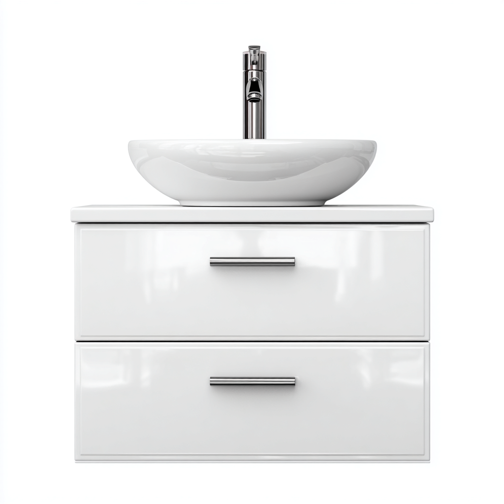 Mobile lavabo legno composito 60x45x52 cm - bianco - per bagno - design moderno-Frameuna