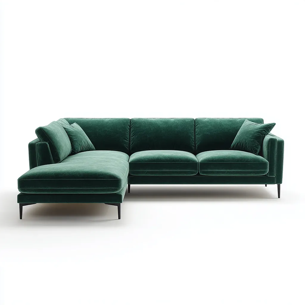 Divano angolare - velluto - 275x165x85 cm - verde smeraldo - adatto per soggiorno - design moderno-Frameuna