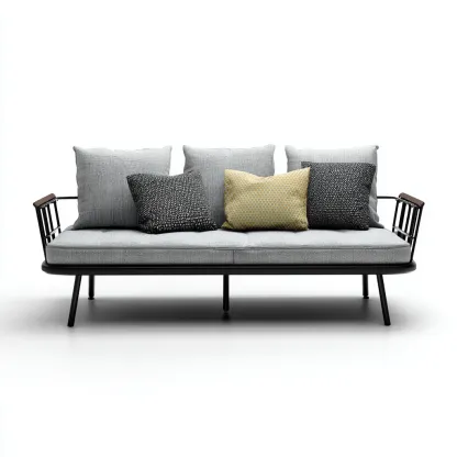 Divano letto - metallo - tessuto - 210x90x85 cm - nero - grigio - design moderno - per camera da letto-Frameuna