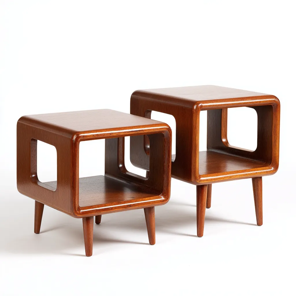 Comodino - legno massello - 50x40x55 cm - marrone - design vintage - per camera da letto-Frameuna