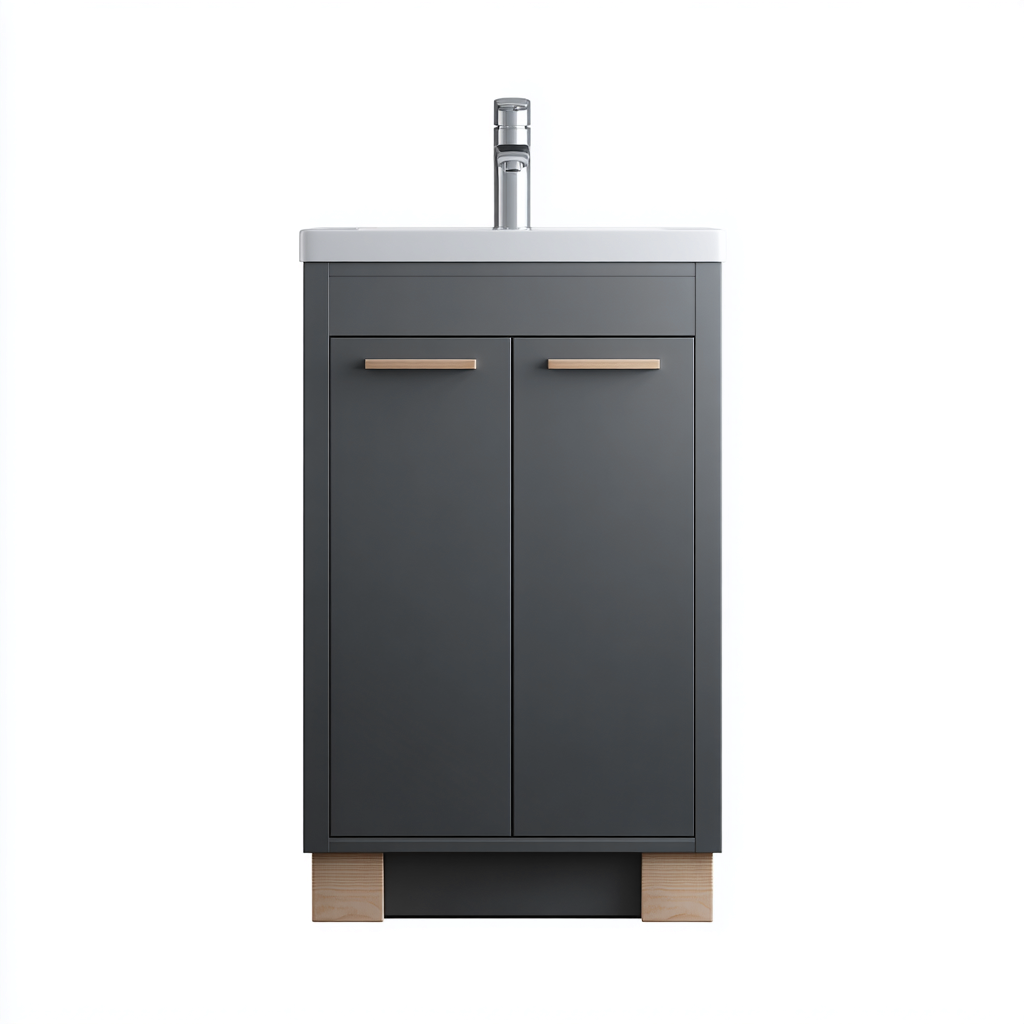 Mobile lavabo legno composito 45x40x85 cm - grigio scuro - per bagno - design moderno-Frameuna