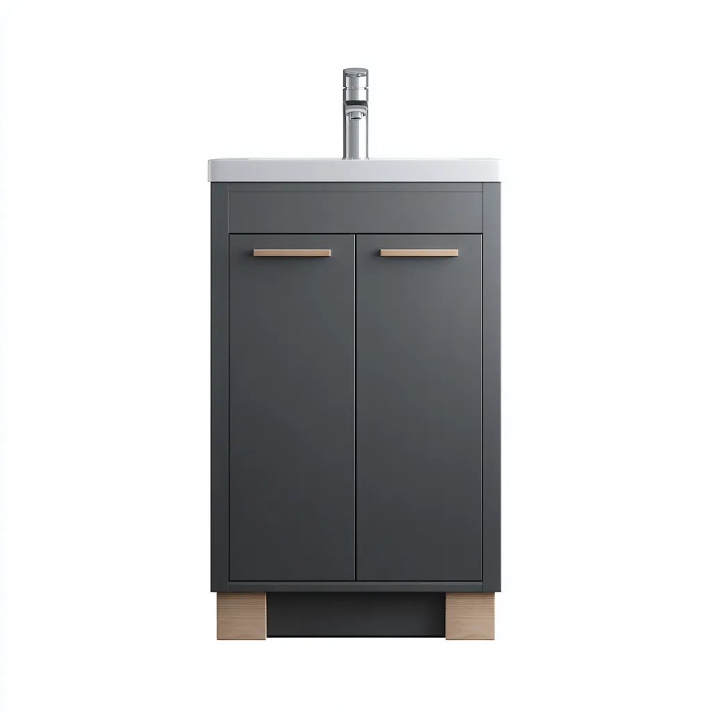 Mobile lavabo legno composito 45x40x85 cm - grigio scuro - per bagno - design moderno-Frameuna