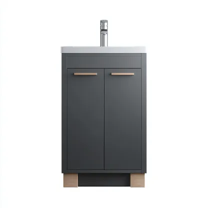 Mobile lavabo legno composito 45x40x85 cm - grigio scuro - per bagno - design moderno-Frameuna
