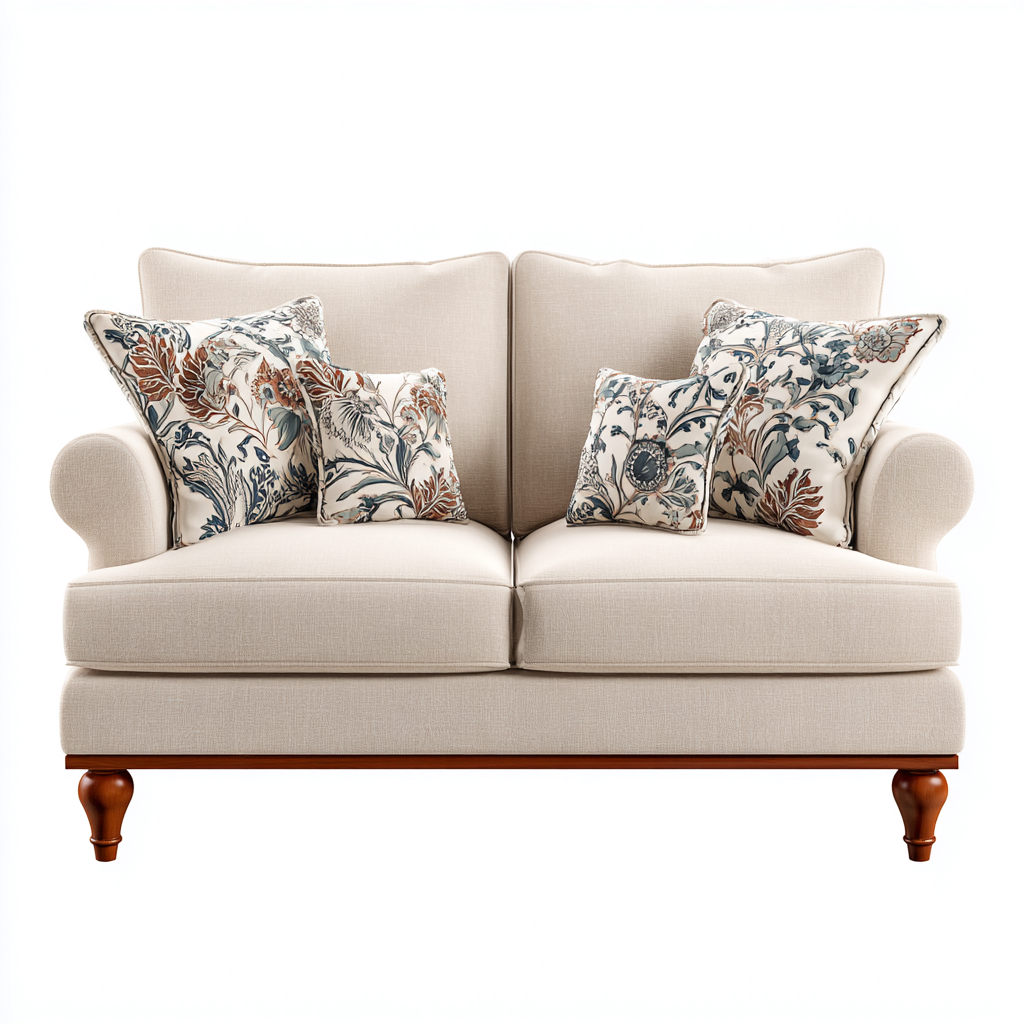 Divano lineare - tessuto - 150x88x90 cm - beige - soggiorno - design classico-Frameuna