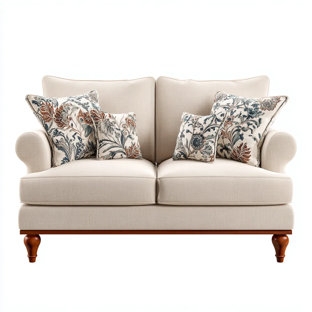 Divano lineare - tessuto - 150x88x90 cm - beige - soggiorno - design classico-Frameuna