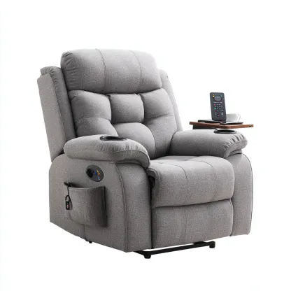 Poltrona reclinabile - tessuto - 90x98x104 cm - grigio chiaro - per soggiorno - design moderno-Frameuna