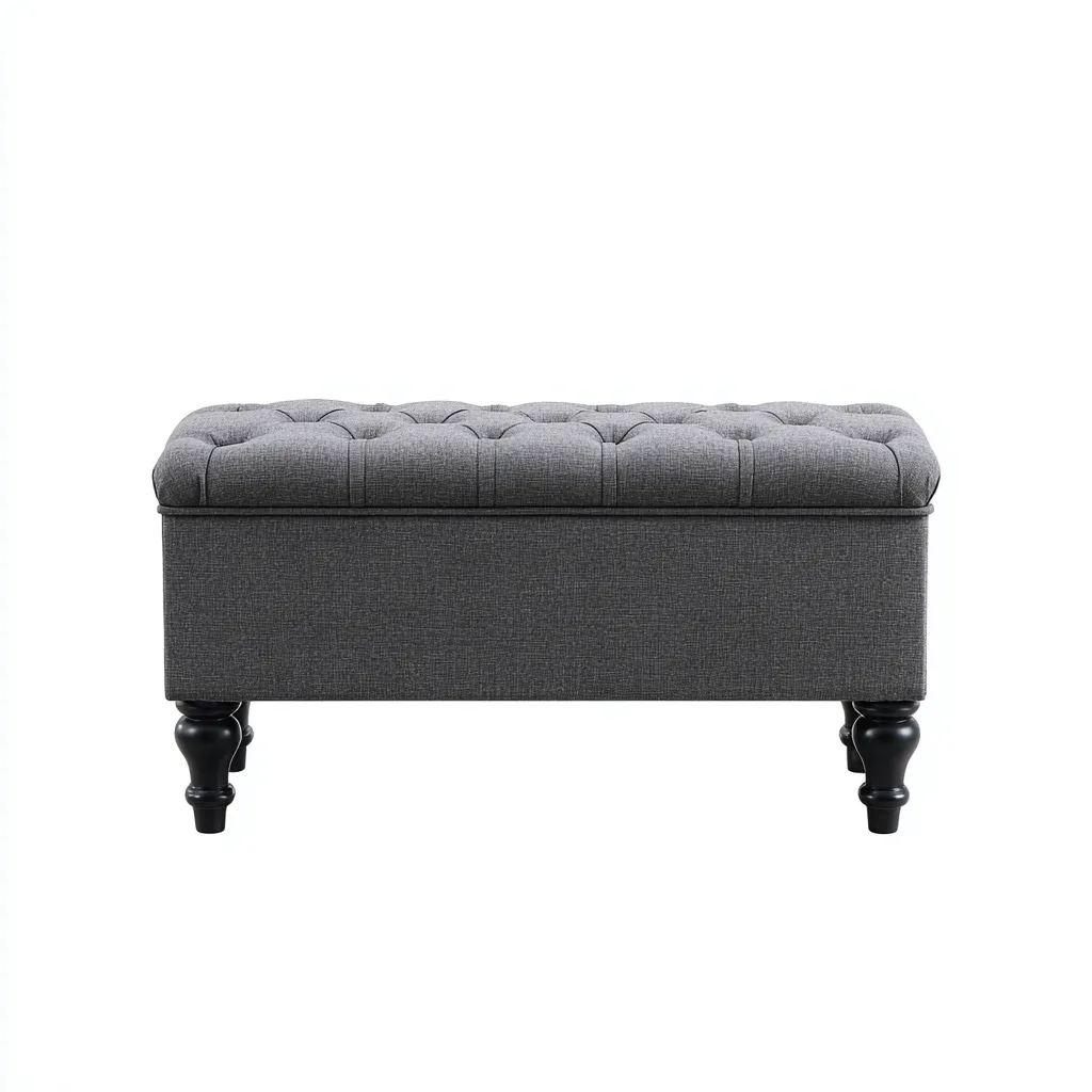 Panca da ingresso - tessuto - legno - 95x42x45 cm - grigio scuro - nero - design moderno-Frameuna