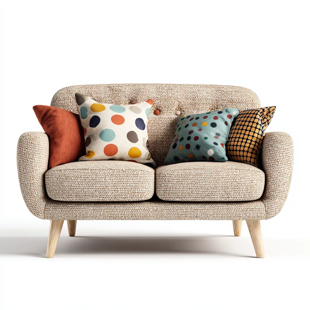 Divano lineare in tessuto 135x80x85 cm - beige - design nordico per soggiorno-Frameuna