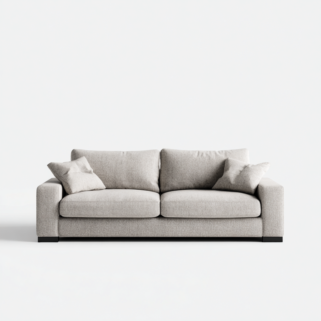 Divano lineare in tessuto 210x88x82 cm - grigio chiaro - design moderno per soggiorno-Frameuna