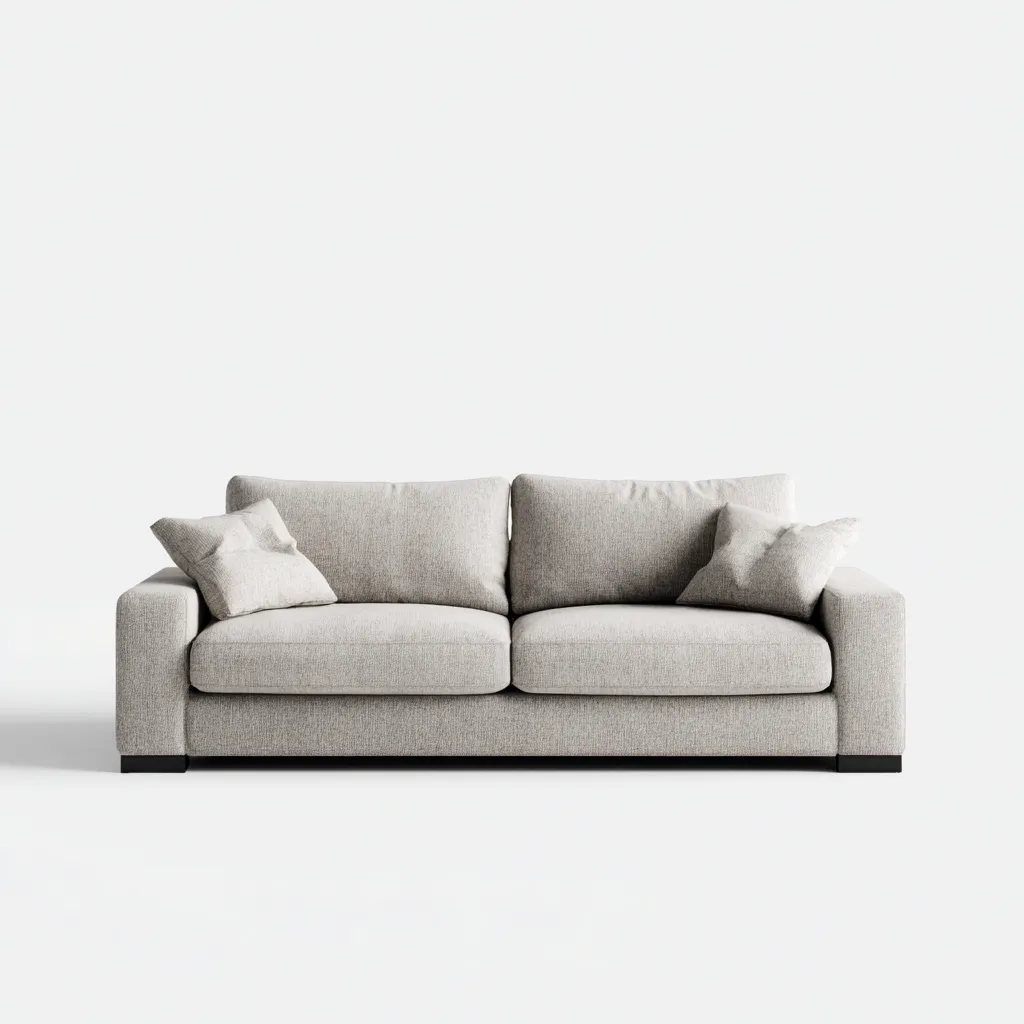 Divano lineare in tessuto 210x88x82 cm - grigio chiaro - design moderno per soggiorno-Frameuna