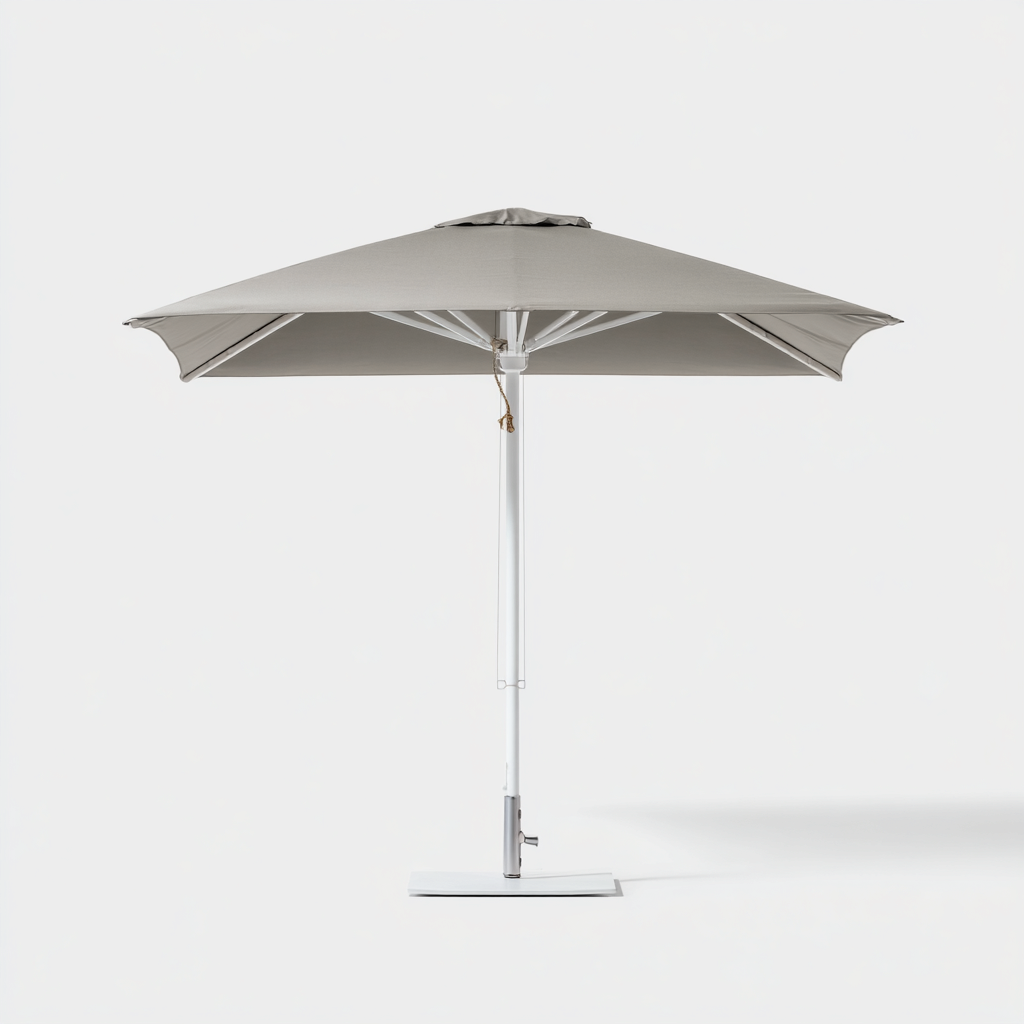 Ombrelloni da giardino metallo e tessuto 260x255 cm - grigio - bianco - design moderno-Frameuna