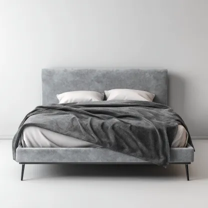 Letto matrimoniale imbottito in tessuto - 210x165x105 cm - grigio - per camera da letto - design moderno-Frameuna