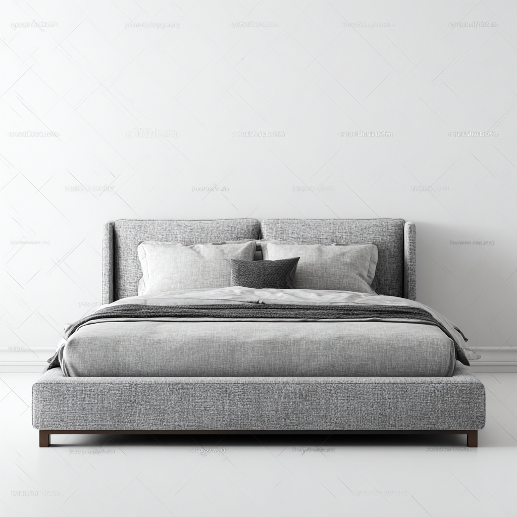 Letto matrimoniale imbottito in tessuto - 210x165x112 cm - grigio chiaro - per camera da letto - design moderno-Frameuna