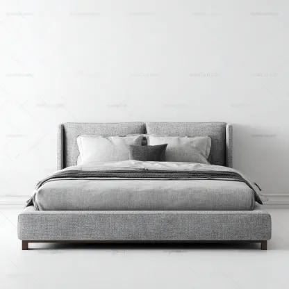 Letto matrimoniale imbottito in tessuto - 210x165x112 cm - grigio chiaro - per camera da letto - design moderno-Frameuna