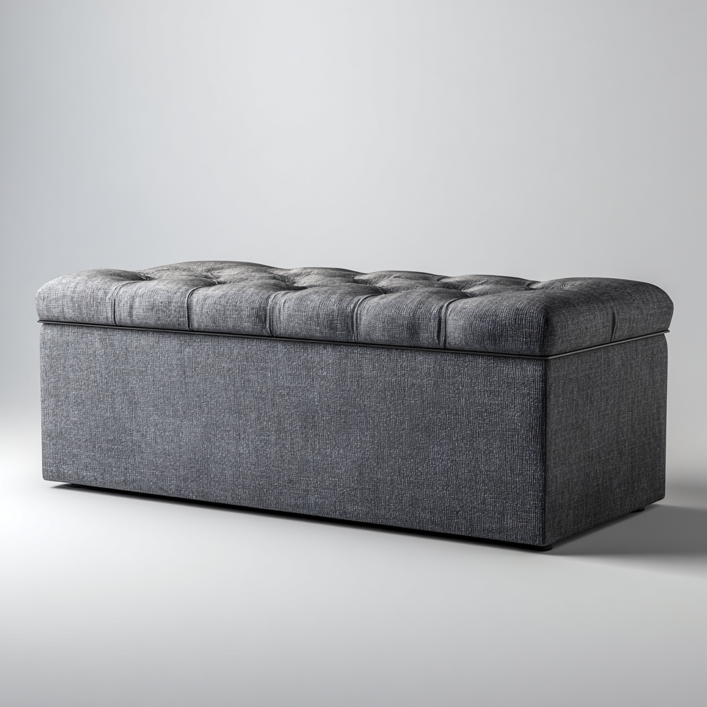 Panca da ingresso - tessuto - 105x45x46 cm - grigio scuro - design moderno-Frameuna