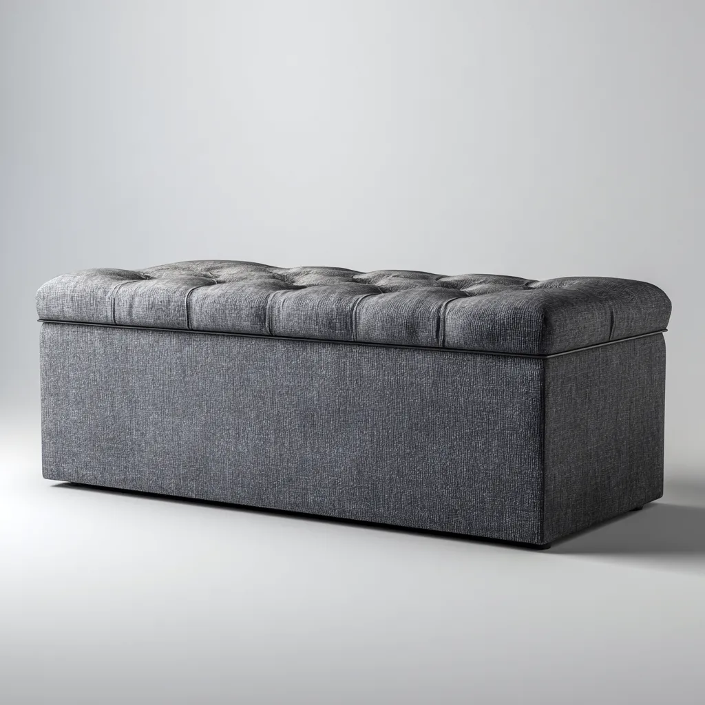 Panca da ingresso - tessuto - 105x45x46 cm - grigio scuro - design moderno-Frameuna