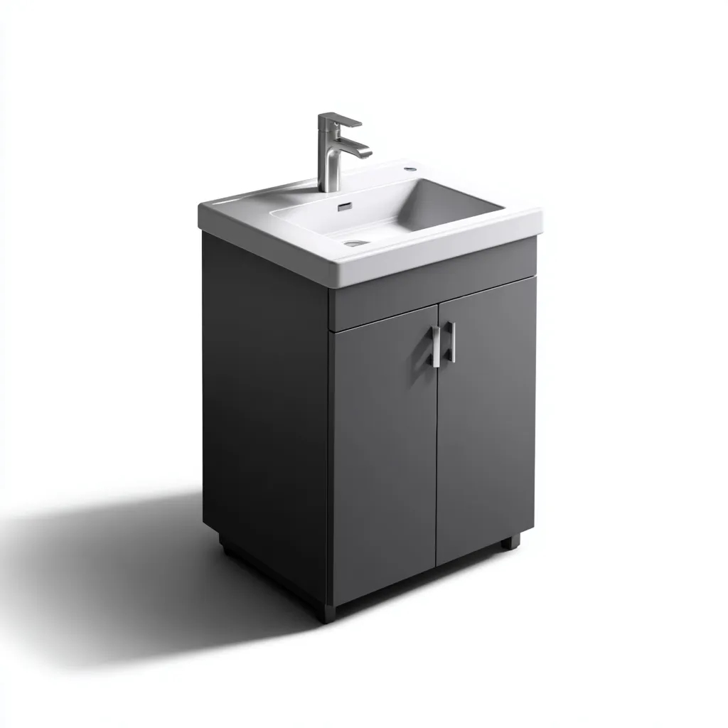 Mobile lavabo 60x45x84 cm - grigio - bianco - per bagno design moderno-Frameuna