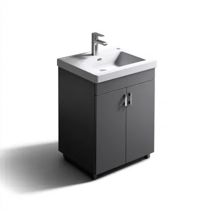 Mobile lavabo 60x45x84 cm - grigio - bianco - per bagno design moderno-Frameuna