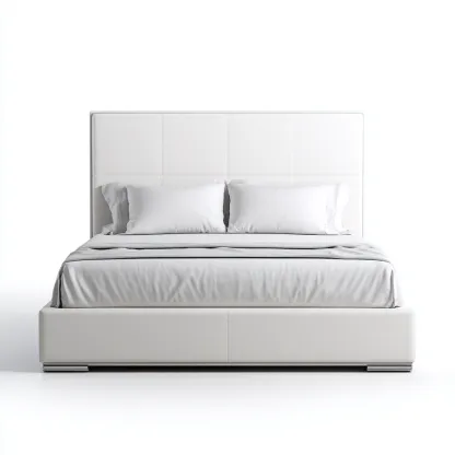 Letto matrimoniale imbottito in tessuto - 210x165x120 cm - bianco crema - per camera da letto - design moderno-Frameuna