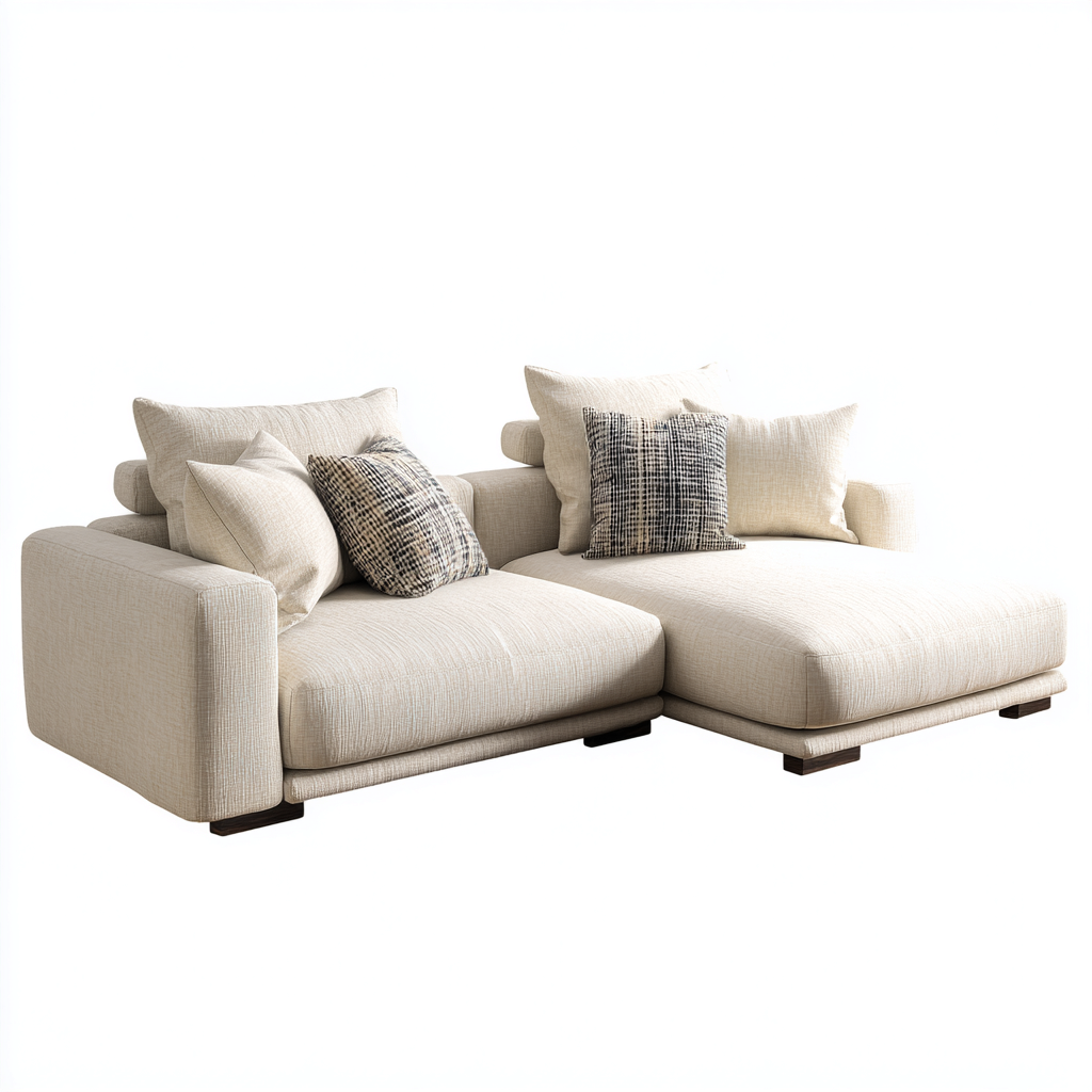 Divano angolare - tessuto - 280x170x85 cm - beige chiaro - adatto per soggiorno - design moderno-Frameuna