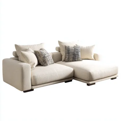 Divano angolare - tessuto - 280x170x85 cm - beige chiaro - adatto per soggiorno - design moderno-Frameuna