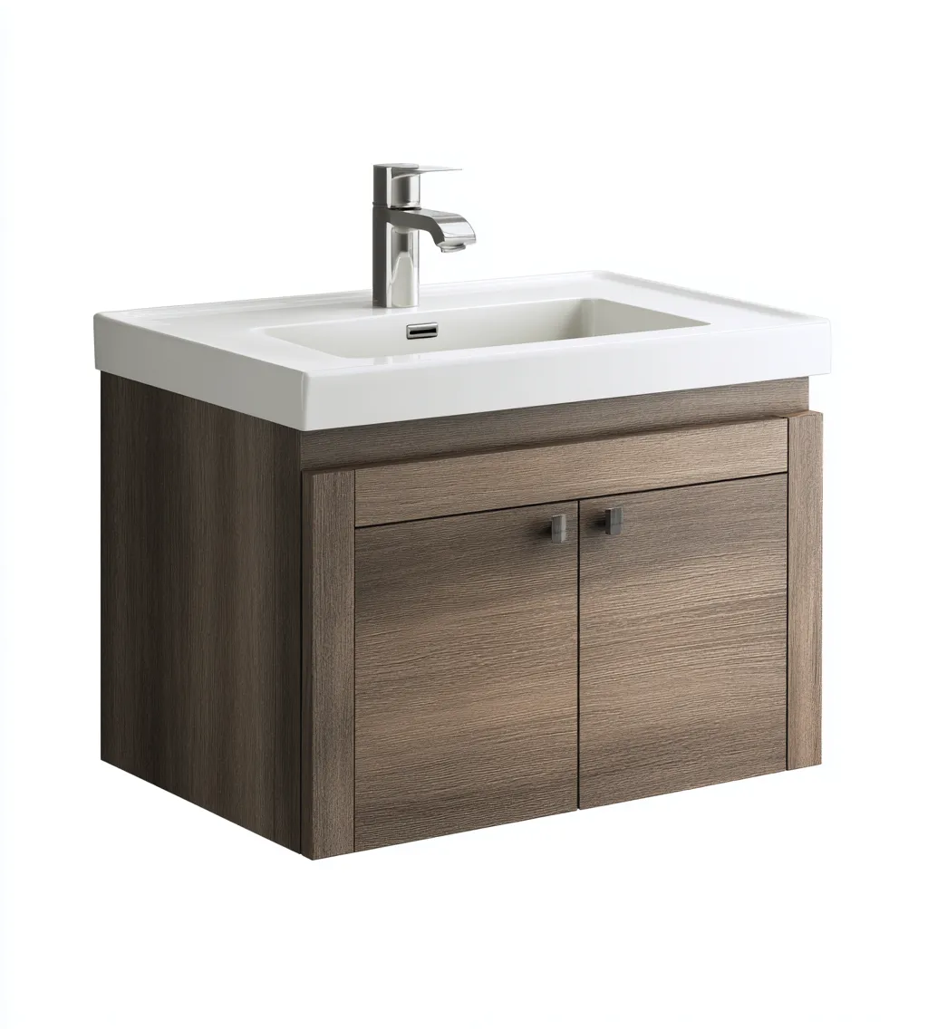 Mobile lavabo legno 60x45x50 cm - rovere naturale - per bagno design moderno-Frameuna