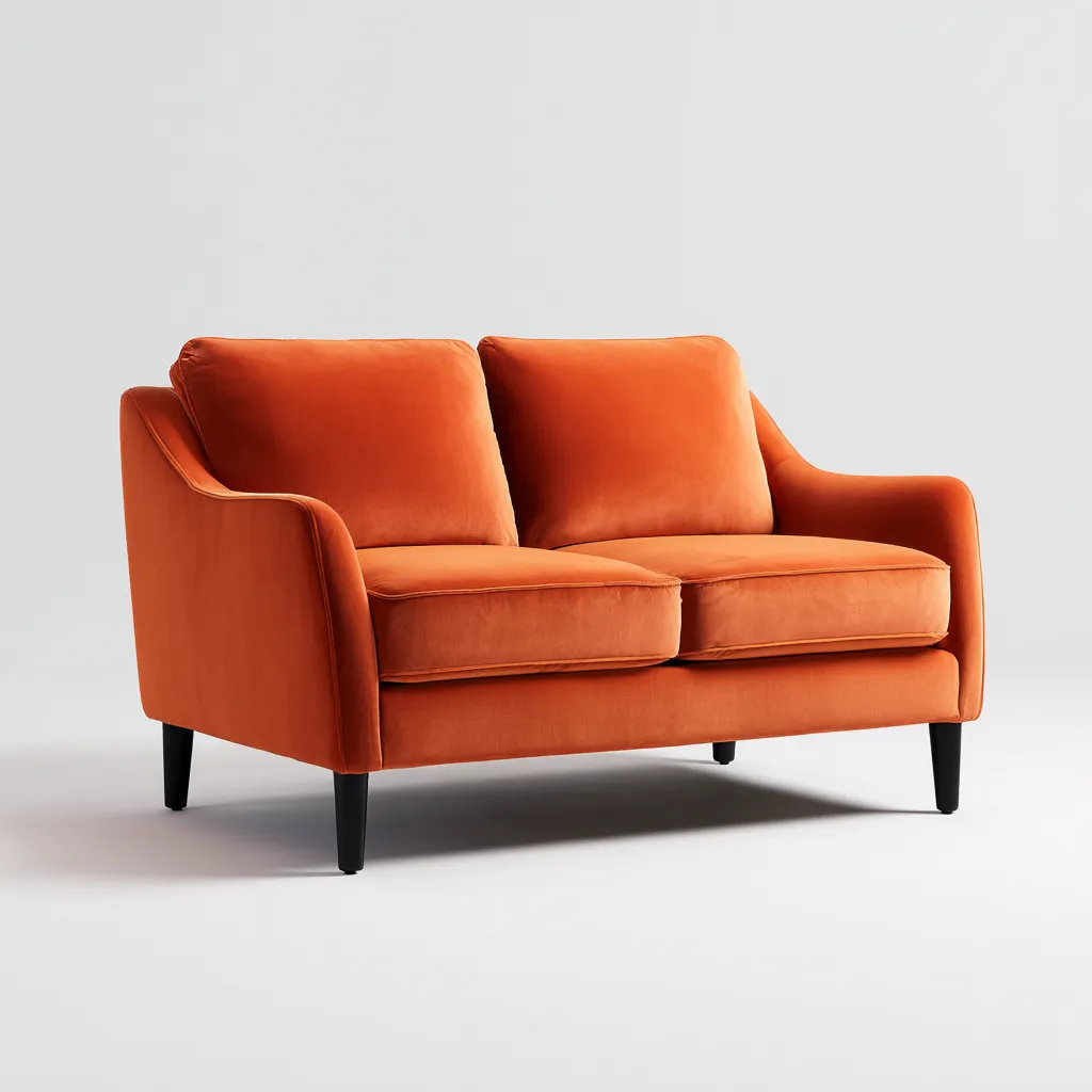 Divano lineare - velluto - 150x86x85 cm - arancione - soggiorno - design moderno-Frameuna