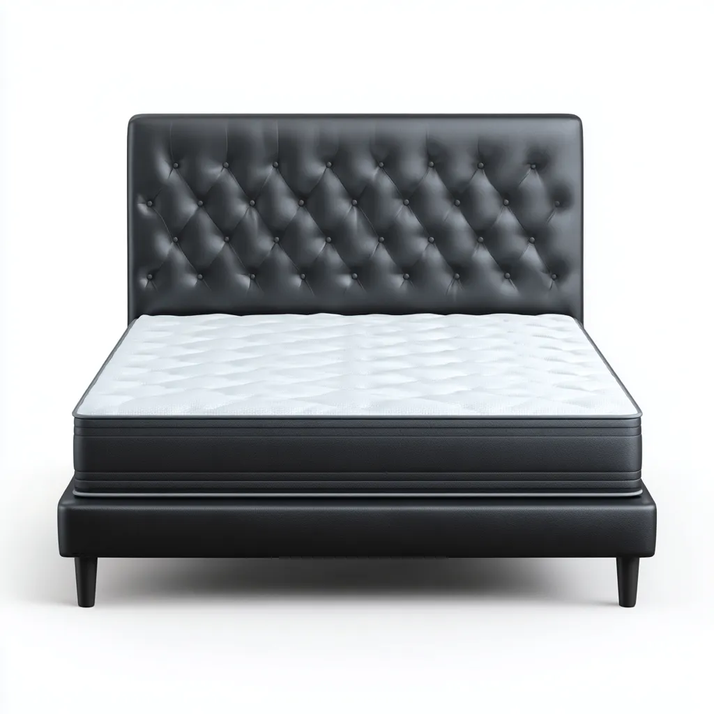 Letto matrimoniale imbottito in similpelle - 210x165x115 cm - nero - per camera da letto - design moderno-Frameuna