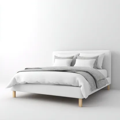 Letto matrimoniale imbottito in tessuto - 210x160x105 cm - bianco - per camera da letto - design moderno-Frameuna