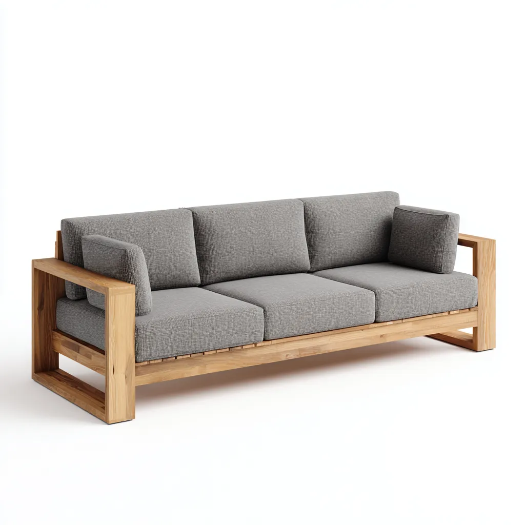 Divano da esterno legno massello 210x80x78 cm - naturale - grigio - adatto per giardino design moderno-Frameuna