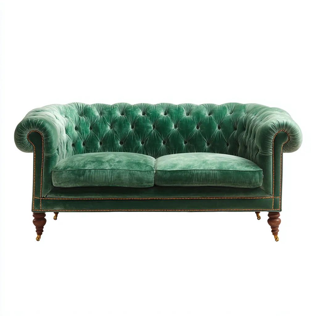 Divano lineare - velluto - 200x95x85 cm - verde smeraldo - soggiorno - design classico-Frameuna