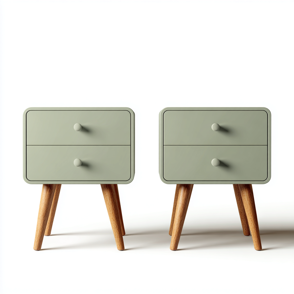 Comodino - legno - melaminico - 45x35x55 cm - verde chiaro - legno naturale - design moderno - per camera da letto-Frameuna