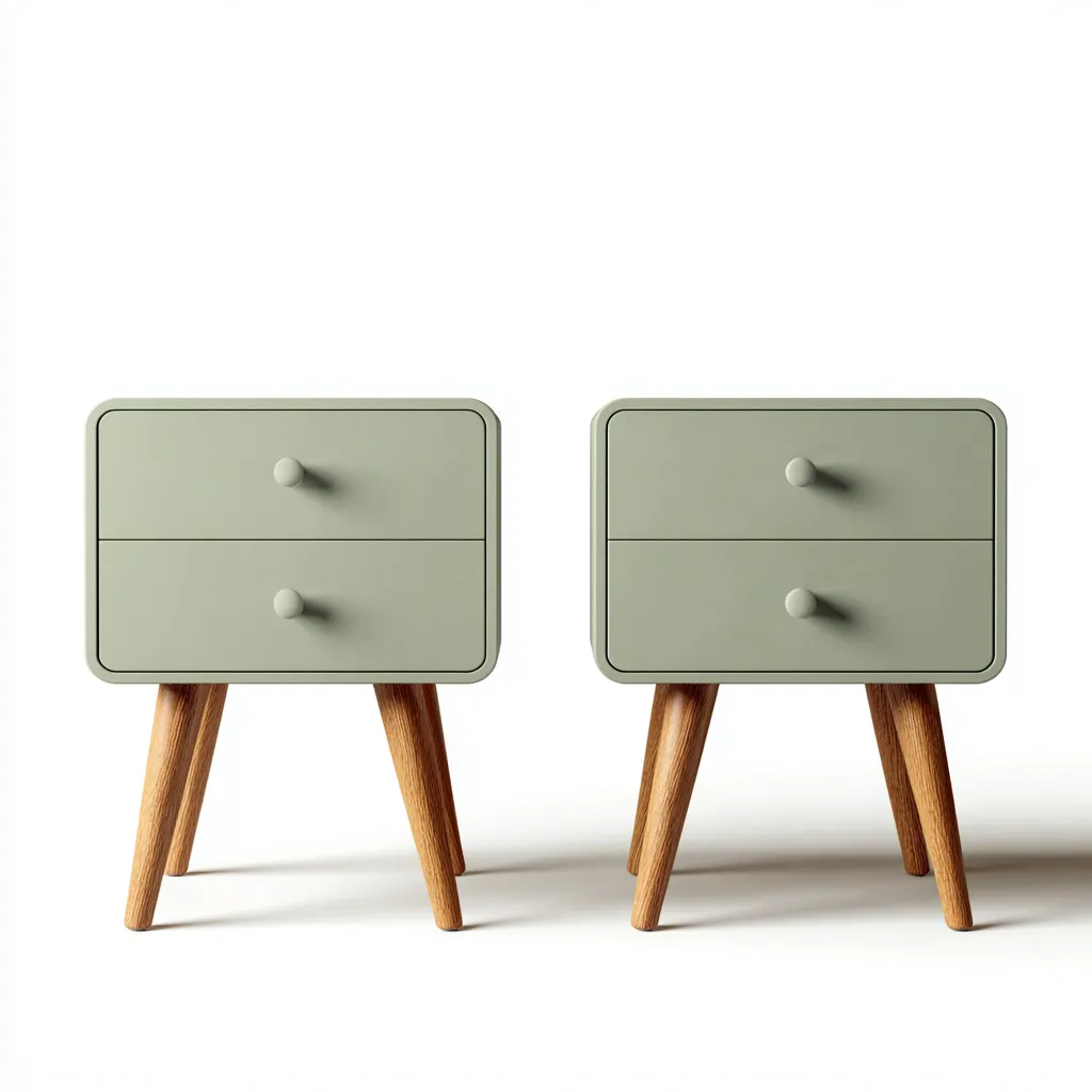 Comodino - legno - melaminico - 45x35x55 cm - verde chiaro - legno naturale - design moderno - per camera da letto-Frameuna