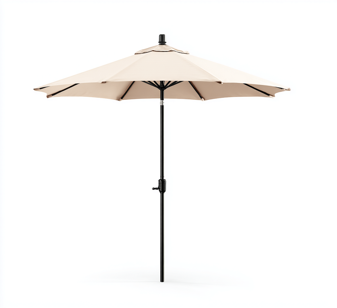 Ombrelloni da giardino metallo e tessuto 260x245 cm - bianco crema - nero - design moderno-Frameuna