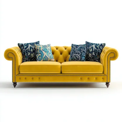 Divano lineare - velluto - 220x95x85 cm - giallo - soggiorno - design classico-Frameuna