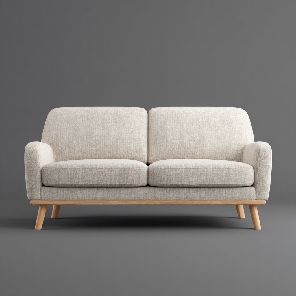 Divano lineare - tessuto - 165x85x80 cm - beige - adatto per soggiorno - design moderno-Frameuna