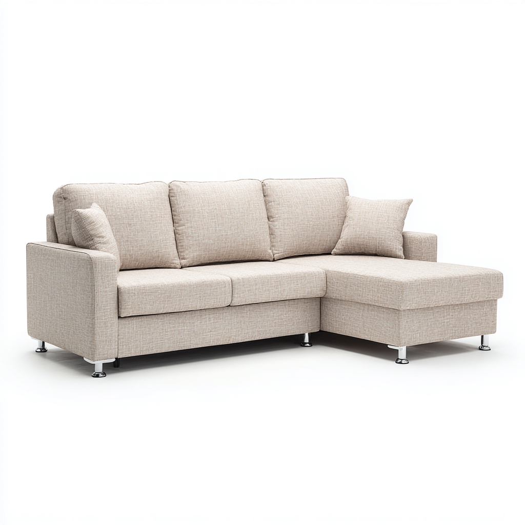 Divano angolare in tessuto 210x145x86 cm - beige - design moderno per soggiorno-Frameuna