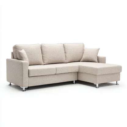 Divano angolare in tessuto 210x145x86 cm - beige - design moderno per soggiorno-Frameuna