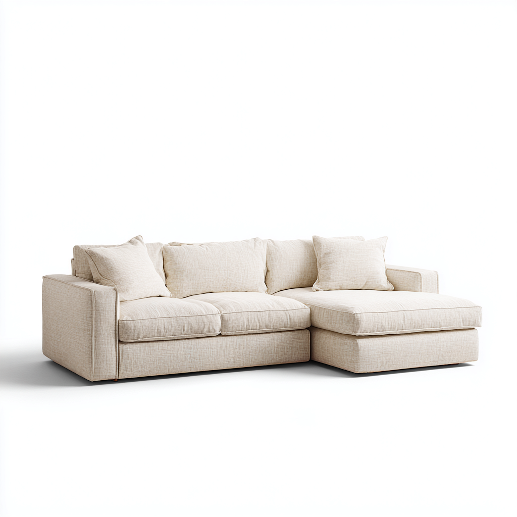 Divano angolare in tessuto 212x148x87 cm - beige - design moderno per soggiorno-Frameuna