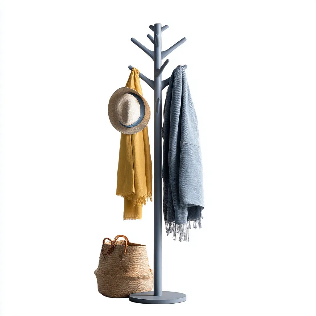 Attaccapanni legno massello 35x35x175 cm - grigio - azzurro - design moderno per ingresso-Frameuna